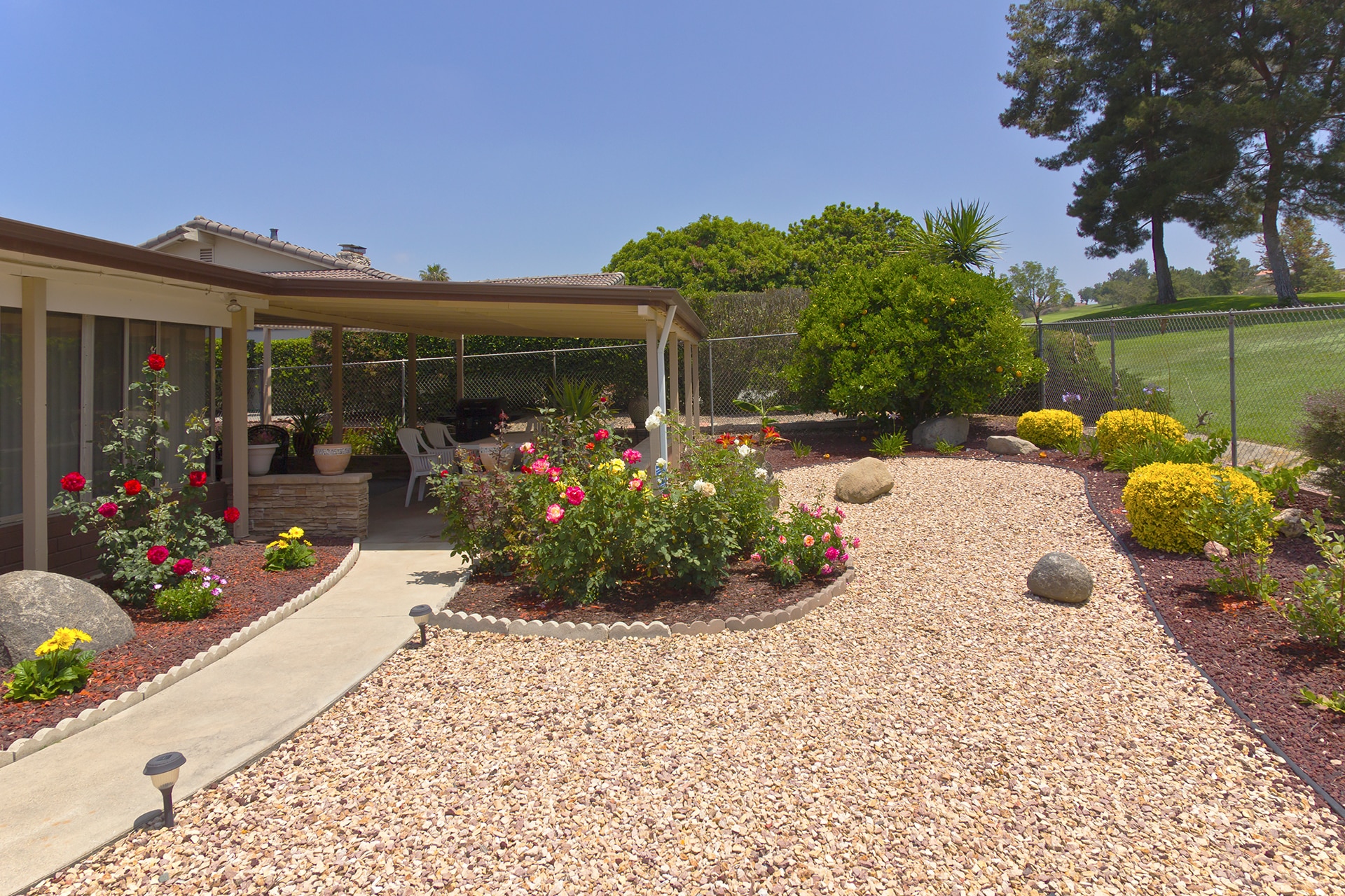 Backkyard garden and patio.