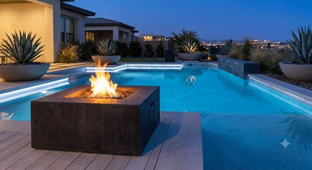 Firepit backyard ideas around pool