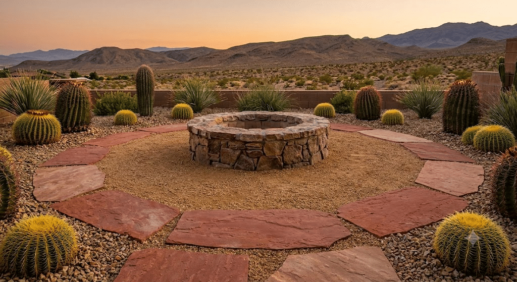 Fire-pit backyard landscaping ideas