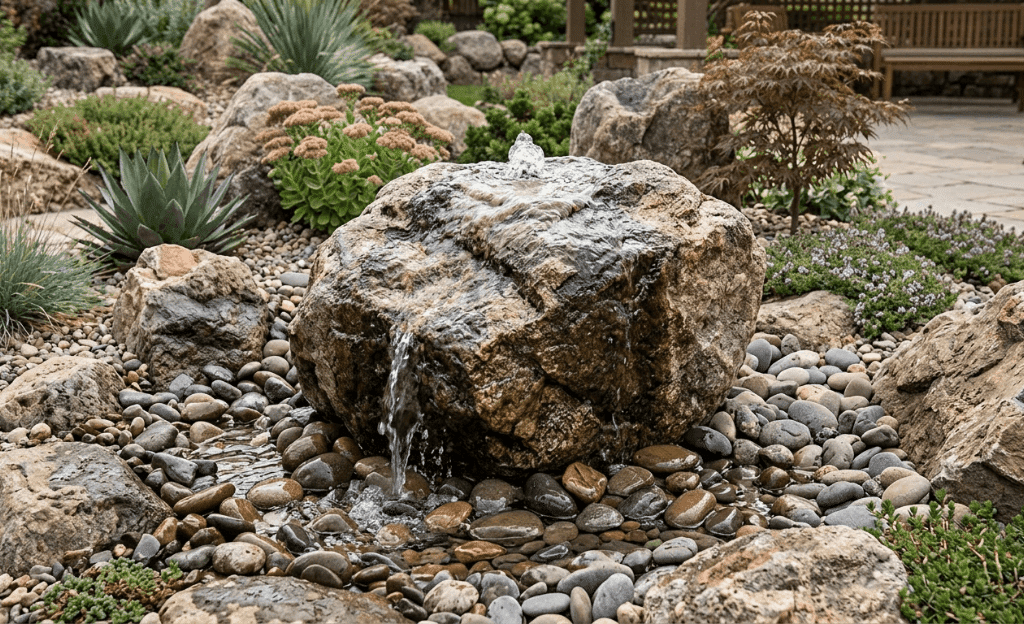 Rock garden ideas with water