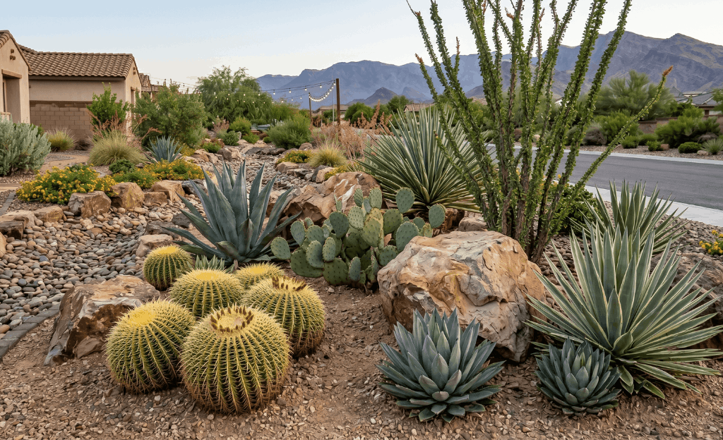 Rock garden ideas with cacti