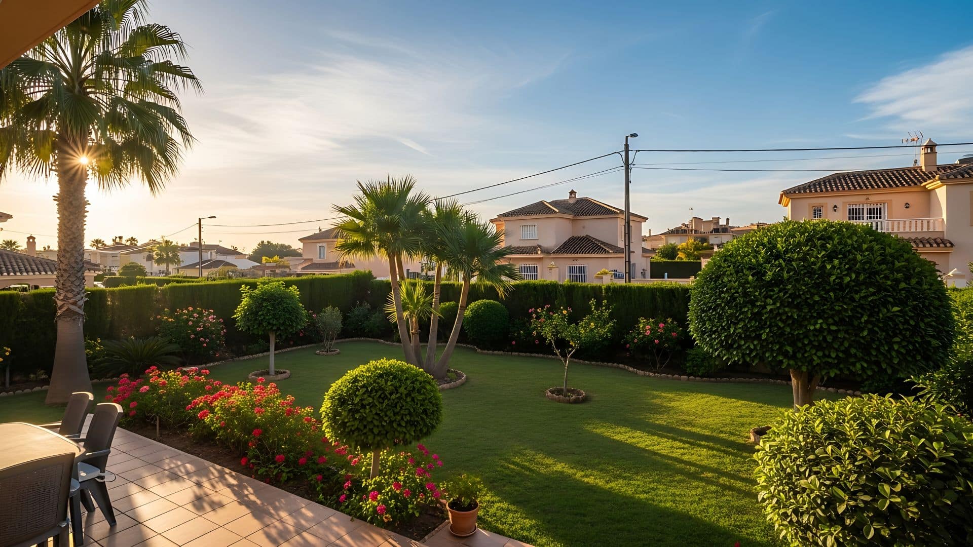Backyard garden design featuring landscaping around patio area