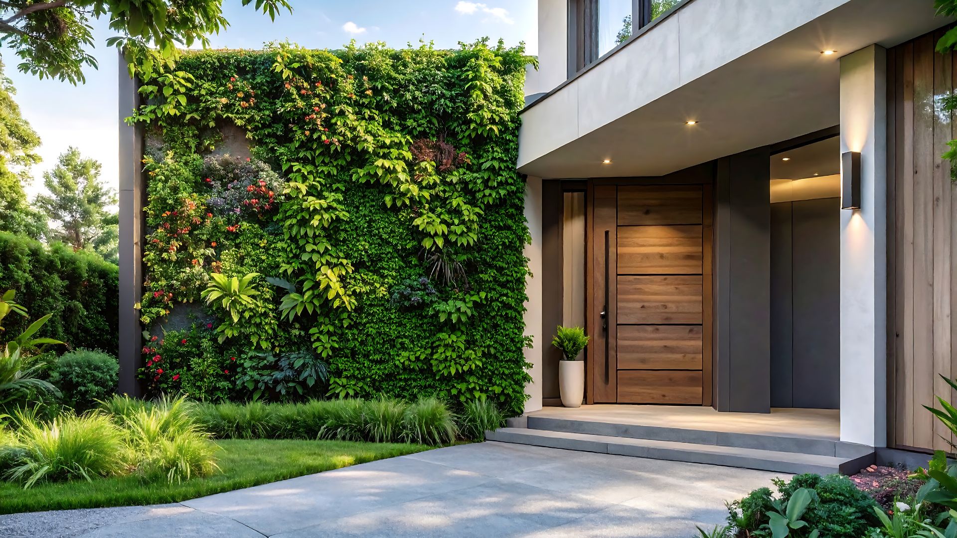 Modern landscape design for pool