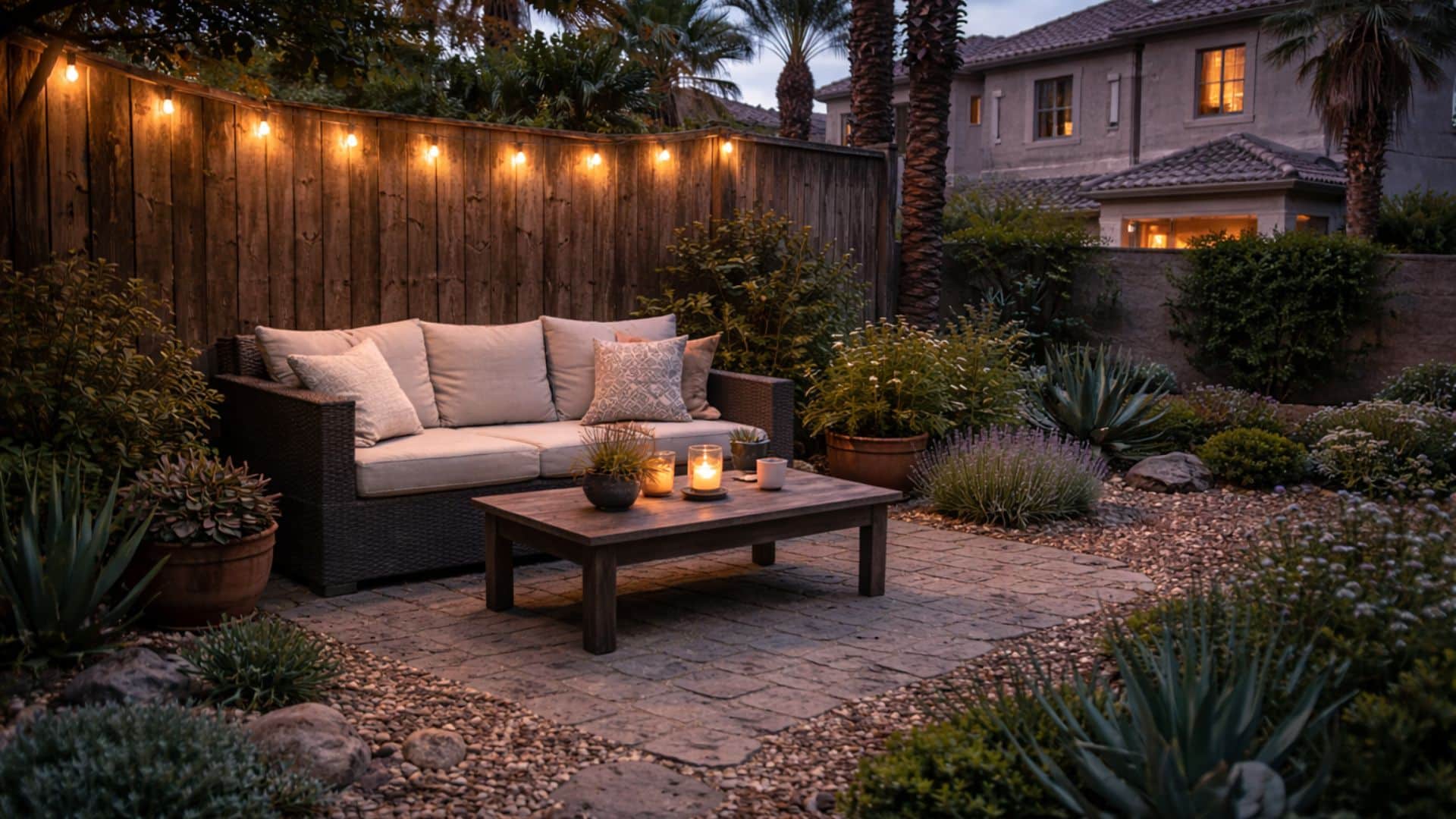 Low maintenance backyard landscaping ideas with modern patio