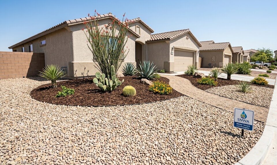 Landscaping idea with mulch and rock